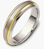 Titanium & 18 Karat Yellow Gold Multi-Texture 6mm Wedding Band Ring