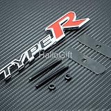 New Type R Logo Grill Grille Emblem (UNIVERSAL FITMENT FOR ALL VEHICLES) Red Black and Silver