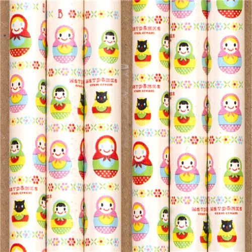 white matryoshka wooden pencil Cream Cream Japan