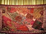 Review mogulinterior.com  / Burnt Reds Spectacular Zardozi India Sari Tapestry Wall Hanging Throw Large