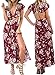 Eshion Women's Boho V Neck Backless Retro Split Floral Maxi Dress