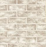 Brewster 412-56947 20.5-Inch by 396-Inch Bricks - Textured Depth Wallpaper, White [並行輸入品]
