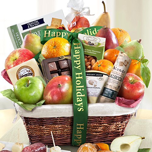 Gourmet Abundance Fruit Basket Gift (Happy Holidays)