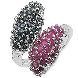 3.00 ct. t.w. Ruby and Blue Sapphire Ring in Sterling Silver