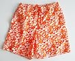 Big and Tall Mens Swim Trunks with Adjustable Elastic Drawstring Waist and Board Short Style Front, 2 Inseam Slit Pockets and Side Cargo Pocket. Mesh Lined. Orange Floral Print in Sizes XL - 4XL