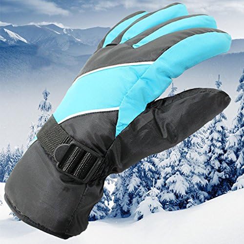 Dealzip Inc®Fashion Babay Blue&Black Mens Winter WindStopper Waterproof Outdoor Sports Snow Skiing Riding Motorcycle Warm Protective Free Size Full Finger Gloves+Random gift