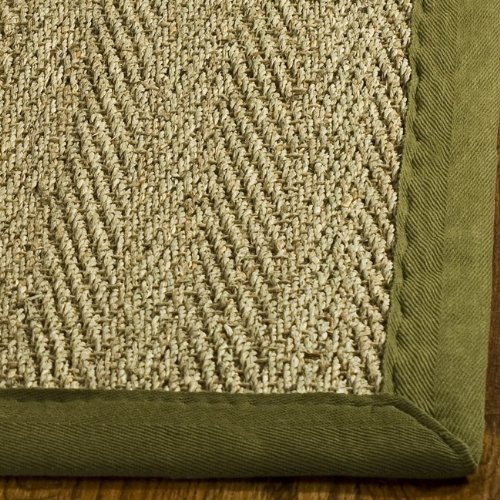 Safavieh Natural Fibers Collection NF115G Natural and Olive Seagrass Area Runner, 2-Feet 6-Inch by 10-Feet