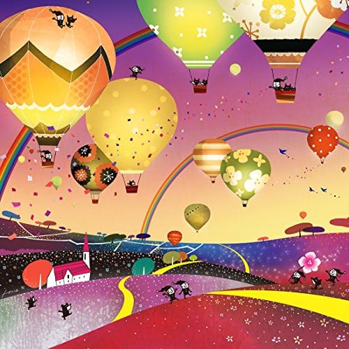 Kawaii Art for a Happy Life - Framed Art "The Endless Journey (Night Sky)" Painting for Living Room - Large Size (27.1x24.2inch)