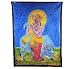 LORD KRISHNA INDIAN BATIK TAPESTRY WALL HANGING ~ Handpainted Cotton Canvas Wall Hanging ~ 22