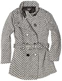Amy Byer Girls 7-16 Tweed Funnel Neck Double Button Coat With Belt, Black, X-Large