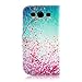 Galaxy S3 Case, Tradekmk(TM) Brand New Fashion High Quality PU Leather Flip Stand Case with Built-in Card Slots Cover[Pink Flowers Blue Sky] Compatible with Samsung Galaxy S3 i9300[+Stylus+Screen Protector+Cleaning Cloth]