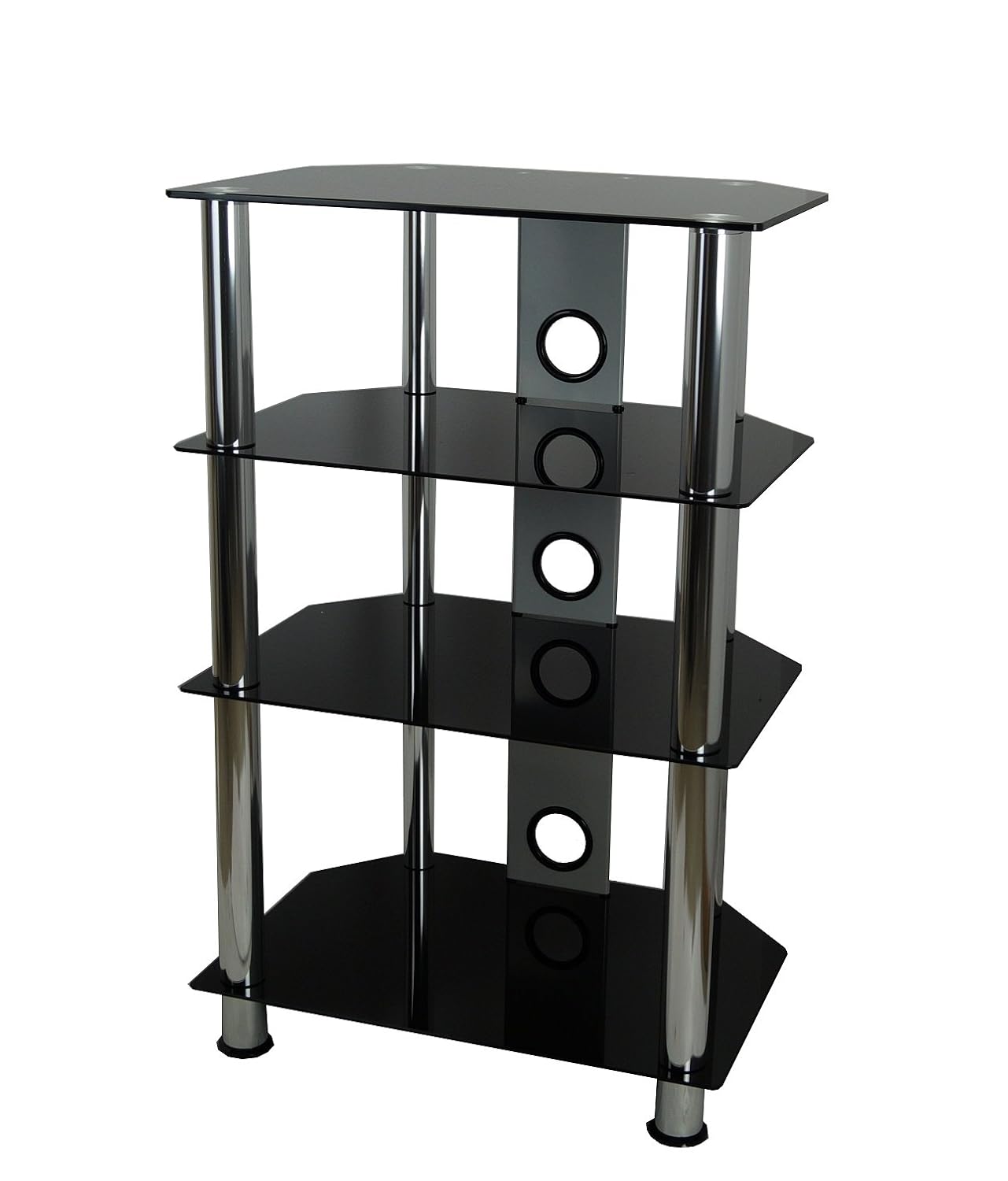 Black Glass Silver legs HIFI Console TV stand 4 shelf Now Reduced eBay