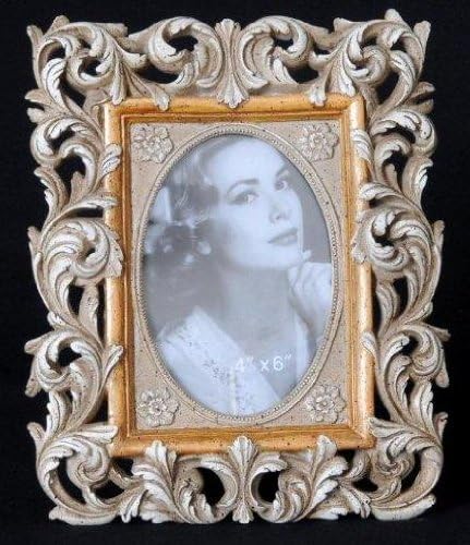 Antique Style Photoframe in a Cream and Gold Leaves Design