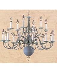 Home Improvement: Classic Lighting Willaimsburgs 6778 V/PB Traditional Williamsburg Style chandelier from The American Colonial Period, Chandelier, Verde with Polished Brass Accents - Classic Lighting--DROPSHIP