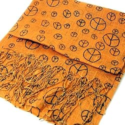 Bright Orange Long Peace Sign Lightweight Scarf
