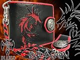 DIABLO 二つ折り財布 KA-828 スティングレイ エイ革 牛革 ドラゴントライバル バイカーズ ブラック レッド 黒 赤 ドラゴン