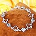 EleQueen 925 Sterling Silver CZ Love Heart of Ocean Titanic Inspired Tennis Bracelet for Women, 7.2