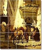 IMAGE OF Frederick Bridgman Horses Custom Tile Mural 8. 17x25.5 inches using (24) 4.25x4.25 ceramic tiles.