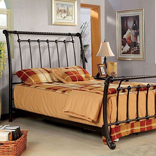 Loures Contemporary Vintage Style Brushed Bronze Finish Full Size Bed
