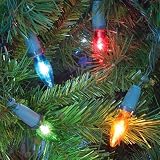 8m Length Of 40 Multi Coloured Indoor And Outdoor Large Bulbed Lights Green Cable