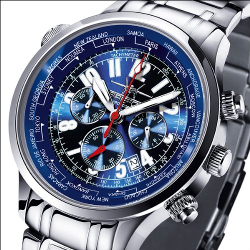 FIREFOX Chronograph Herrenuhr WORLDTIMER FFS40-103 blau