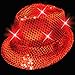 WeGlow International Light Up Sequin Fedora Hat, Red