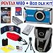 Pentax Optio W80 Waterproof 12.1MP Digital Camera (Azure Blue) + 8GB Deluxe Accessory Kit