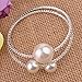 Big Faux Pearl Crystal Bling Beaded Bangle Wrap Bracelet Cuff Open White S674K01