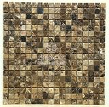 5/8 X 5/8 Dark Emperador Tumbled Marble Mosaic Tile