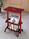 All new item Cherry finish wood parquet top tea side table with magazine rack underneath