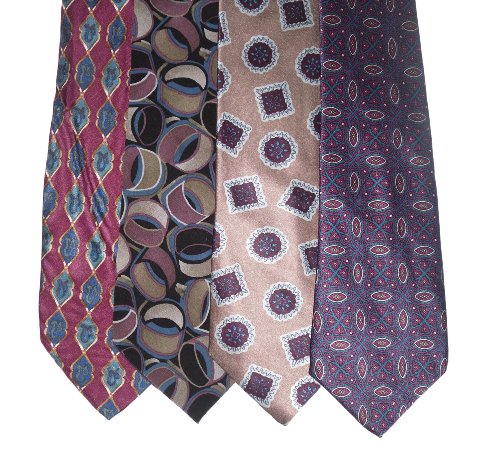 Neck Tie Lot of 4 Mens Geometric Patterned Neckties