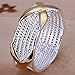 BOHG Jewelry Womens 925 Sterling Silver Plated Wide Fashion X Criss Cross Eternity Ring Wedding Band Gold Size 6