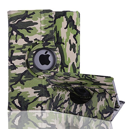 HDE Rotating iPad Air 2 Case Magnetic Leather Cover 360 Degree Stand for 9.4 Inch Apple iPad Air 2 (Forest Camo)