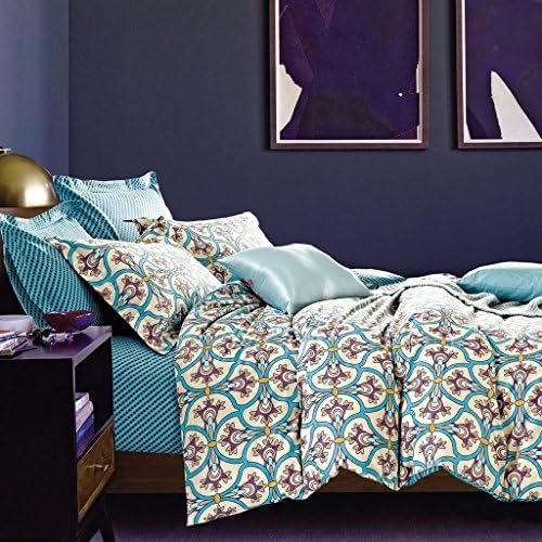 Maximize YFP-125 4-Piece Bed Sheet Set, 100% Pure Cotton with 200 Thread Count, Twill Woven, Printed Paisley Patterns, Wrinkle, Fade &amp; Stain Resistant, Queen Size