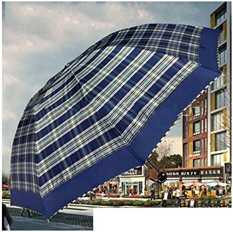 Creative Folding Strength Umbrella Two People Plus Large Big Umbrella Women And Men Bussiness Grid Sunny Rain Umbrella - Style1
