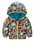 (トヨベイ)Toyobuy 子供 中綿 コート キッズ 綿入れ ジャケット リバーシブル ブルゾン フード付き 女の子 男の子 ブルー 120