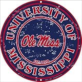 University Ole Miss Collegiate Embossed Vanity Metal Circular Sign CS60115