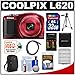 Nikon Coolpix L620 Digital Camera (Red) with 32GB Card + Case + Batteries & Charger + Tripod + HDMI Cable + Accessory Kit