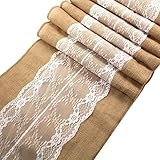 Ling's Bridal 12"x108" Burlap Lace Hessian Table Runner Jute Wedding Party Table Decoration (1) by Ling's Bridal