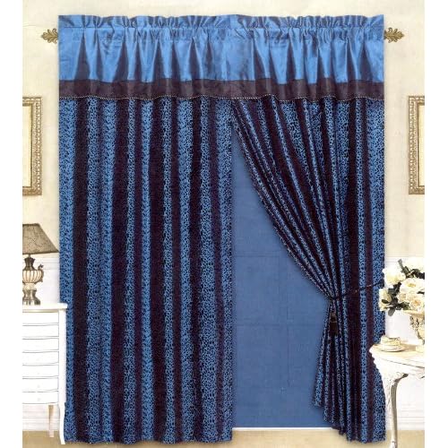 blue satin curtains
