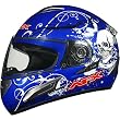 AFX Skull Adult FX-100 On-Road Motorcycle Helmet w/ Free B&F Heart Sticker Bundle - Blue