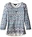 Amy Byer Girls' Big 3/4 Sleeve Knit to Woven Top