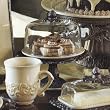 Cream Covered Dessert Pedestal - Burnished Bronze