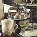 Cream Covered Dessert Pedestal - Burnished Bronze