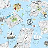 York Wallcoverings YS9296SMP Peek-A-Boo Pirate Map 8-Inch x 10-Inch Memo Sample Wallpaper, Sky Blue/