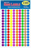 Pack of 2100 3/4" Round Color Coding Circle Dot Labels, 10 Bright Neon Colors, 8 1/2" x 11" Sheet, Fits Any Printer