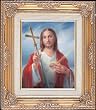 Sacred Heart of Jesus with Cross by Simeone Framed Art, 13.5" x 15.5" - MADE IN ITALY