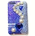 Blue with Silver Premium Luxury Jewel Pearl Heart Sparkling Rhinestones Full Diamond Bling Apple Ipod Touch 2 2nd 3rd Gen Generation 16GB 32GB Itouch Snap on Mp3 Case
