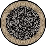 Universal Rugs 104753 Black 6 Round Area Rug, 5-Feet 3-Inch Round