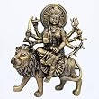 Handcrafted Goddess Figurines Brass Durga Sitting on Her Vehicle Lion 8.5 inches